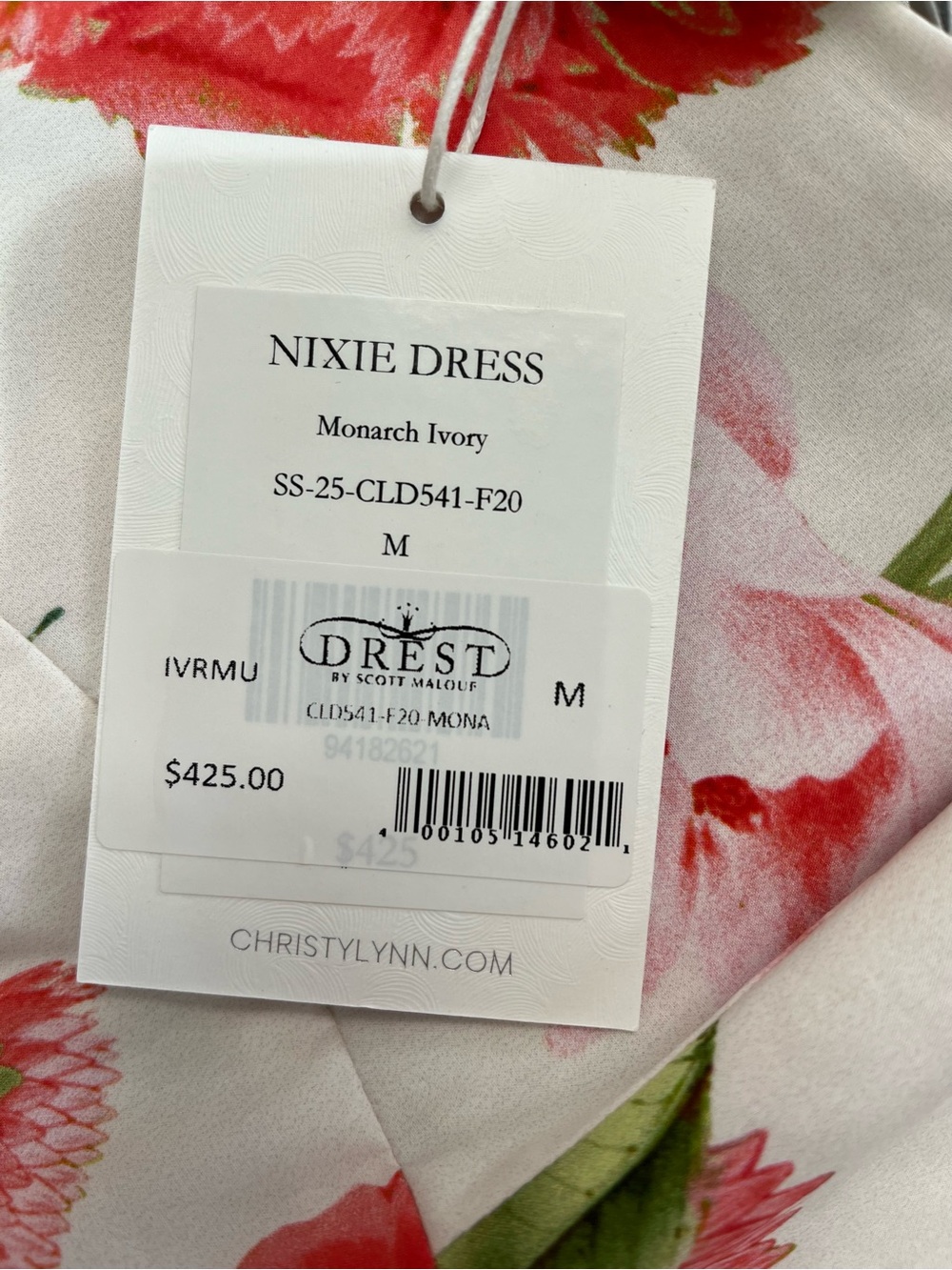 White Floral Maxi Dress with Red & Pink Blooms - Picture 3 of 3